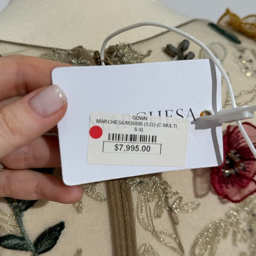 Brand New US 8 MARCHESA Embroidered Organza Floral Evening Gown - Picture 13 of 13